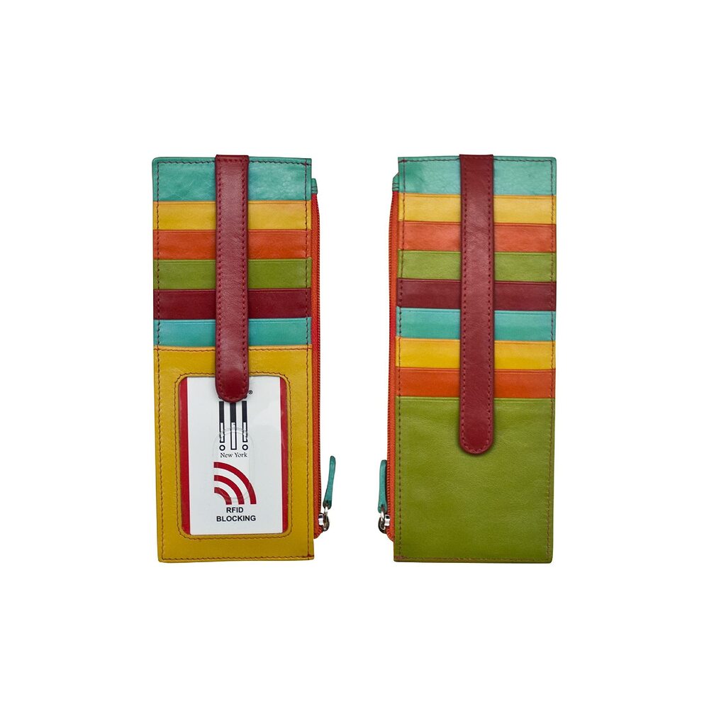 1678 Long Double Sided Slim Wallet, RFID Blocking Card Holder with ID